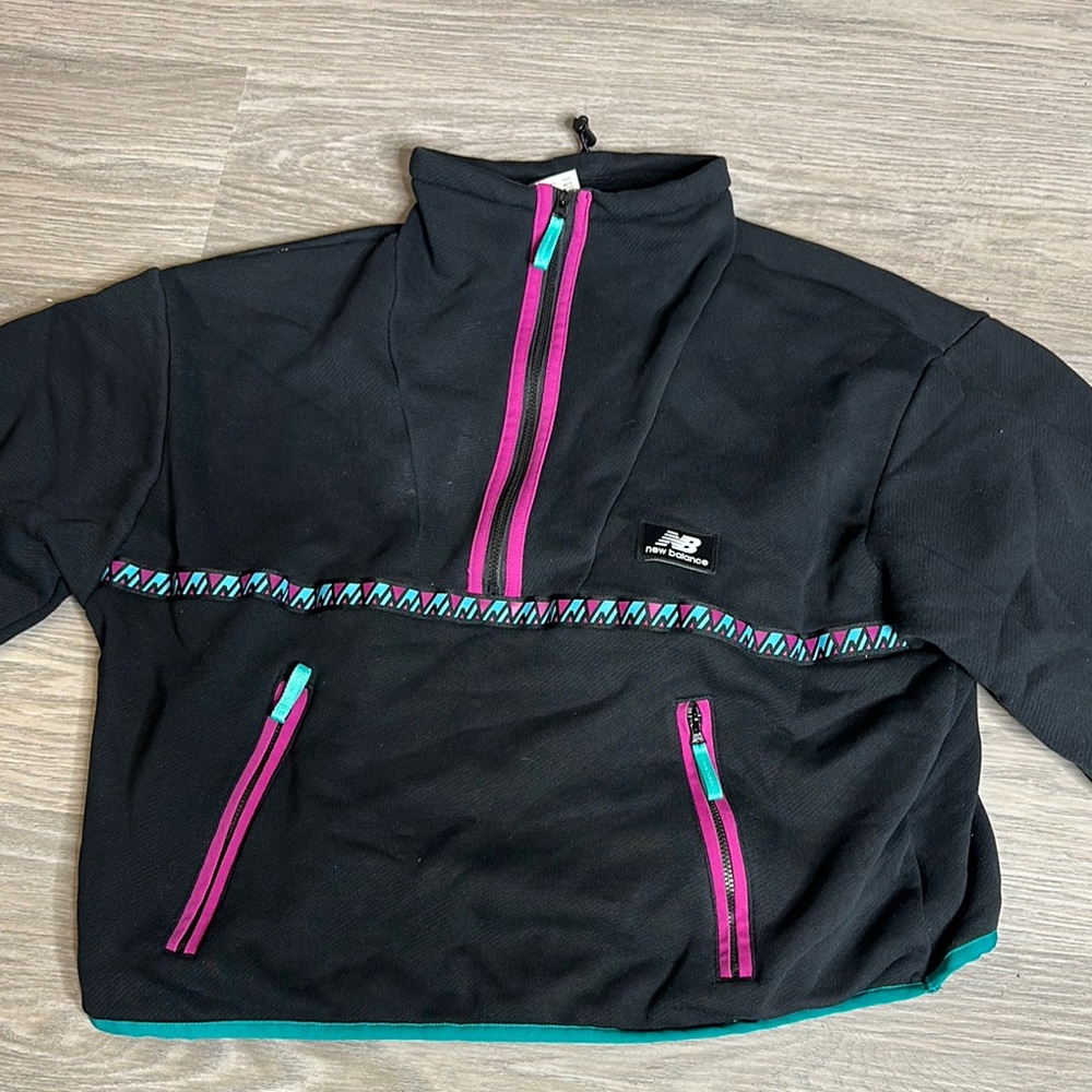 Black Pullover with Pink and Teal Accents